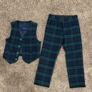 Janie and Jack Green and Blue Plaid Kids Matching Set